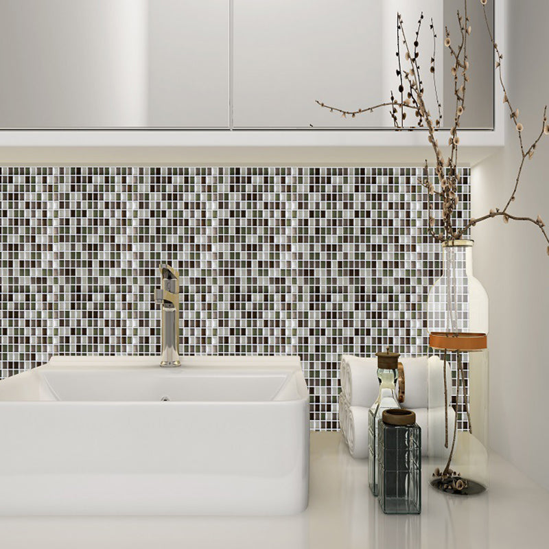 Mosaic Tiles Wallpaper Panel Set Grey PVC Wall Art, Peel and Paste, 9.8' L x 9.8" W Clearhalo 'Wall Decor' 'Wallpaper' 1618536
