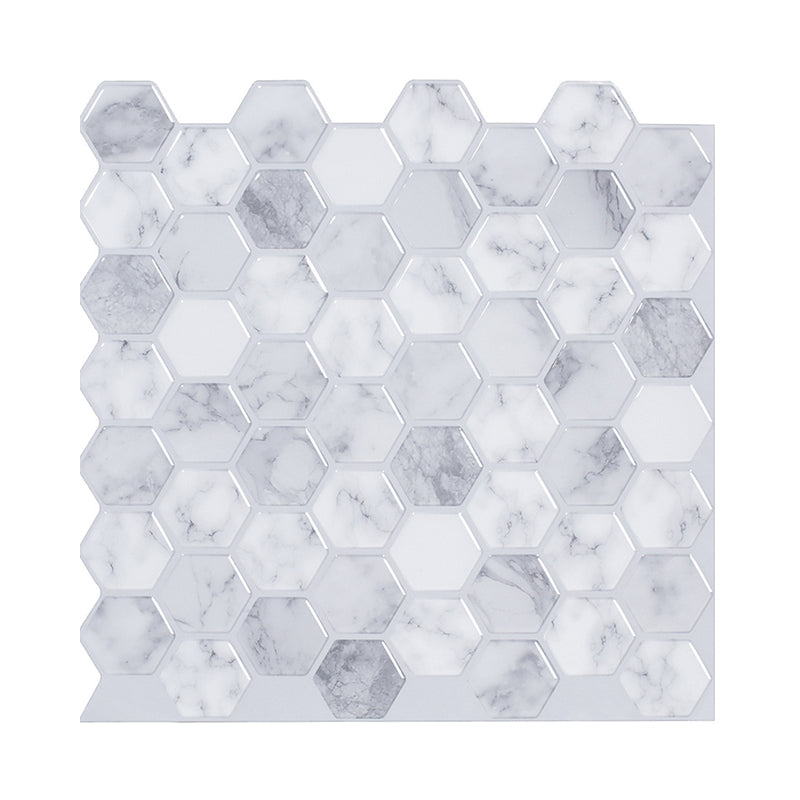 Modern Marble Wallpaper Panels Grey and White Honeycomb Pattern Wall Art, Stick On Clearhalo 'Modern wall decor' 'Modern' 'Wallpaper' Wall Decor' 1618543