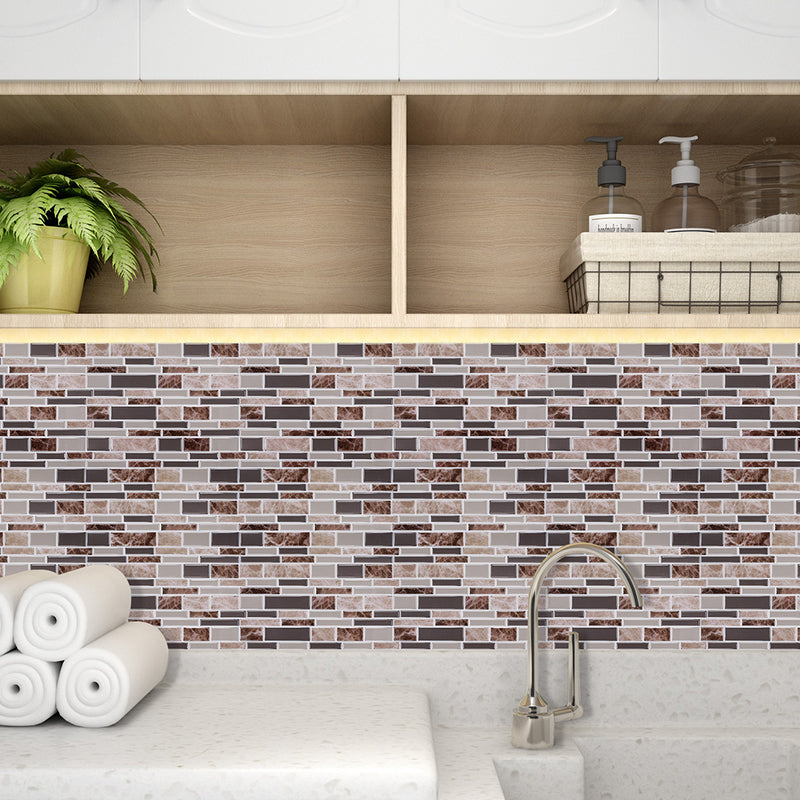 Self-Sticking Rustic Wallpaper Panels Brown Mosaic Marble Tile Wall Art, 12' L x 12" W Clearhalo 'Country wall decor' 'Rustic' 'Wallpaper' Wall Decor' 1618546