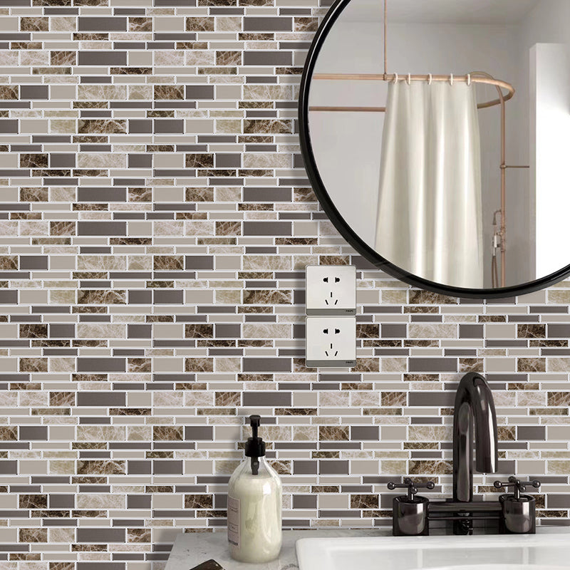 Self-Sticking Rustic Wallpaper Panels Brown Mosaic Marble Tile Wall Art, 12' L x 12" W Clearhalo 'Country wall decor' 'Rustic' 'Wallpaper' Wall Decor' 1618547