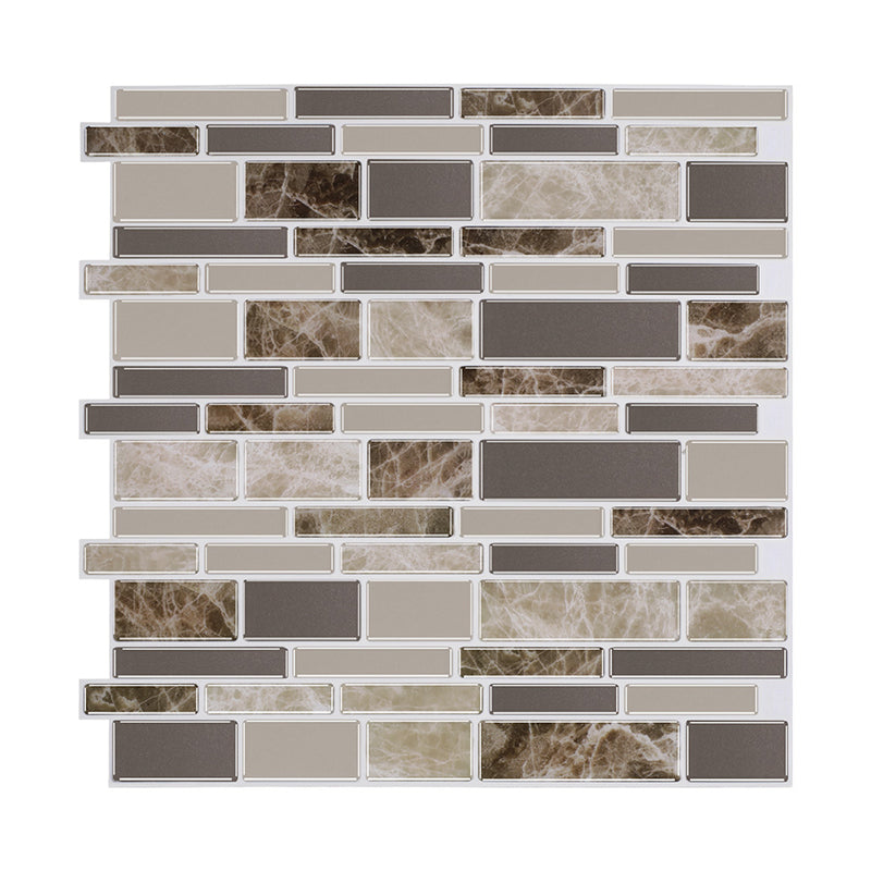 Self-Sticking Rustic Wallpaper Panels Brown Mosaic Marble Tile Wall Art, 12' L x 12" W Clearhalo 'Country wall decor' 'Rustic' 'Wallpaper' Wall Decor' 1618548