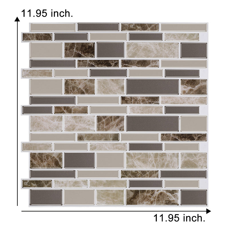 Self-Sticking Rustic Wallpaper Panels Brown Mosaic Marble Tile Wall Art, 12' L x 12" W Clearhalo 'Country wall decor' 'Rustic' 'Wallpaper' Wall Decor' 1618549