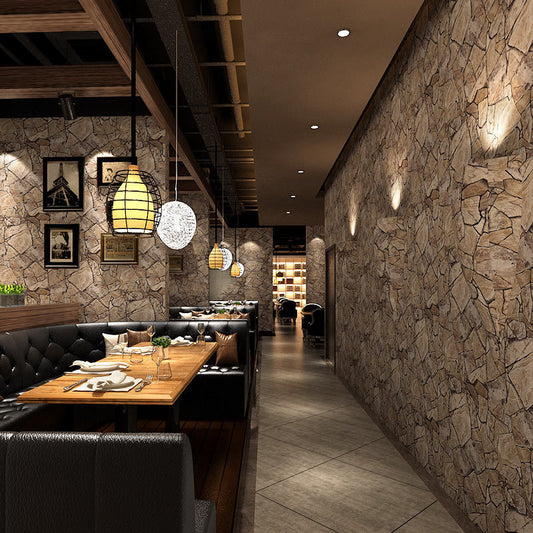 Industrial Stone Wallpaper Roll for Restaurant 33' x 17.5" Wall Covering in Brown, Self-Adhesive Clearhalo 'Industrial wall decor' 'Industrial' 'Wallpaper' Wall Decor' 1618562