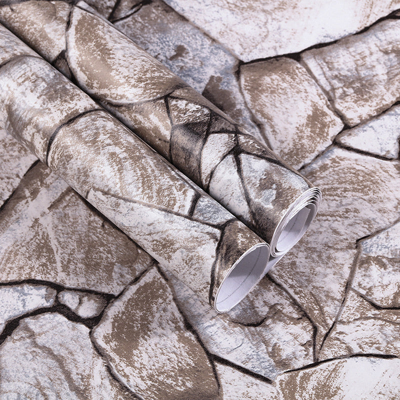 Industrial Stone Wallpaper Roll for Restaurant 33' x 17.5" Wall Covering in Brown, Self-Adhesive Clearhalo 'Industrial wall decor' 'Industrial' 'Wallpaper' Wall Decor' 1618563