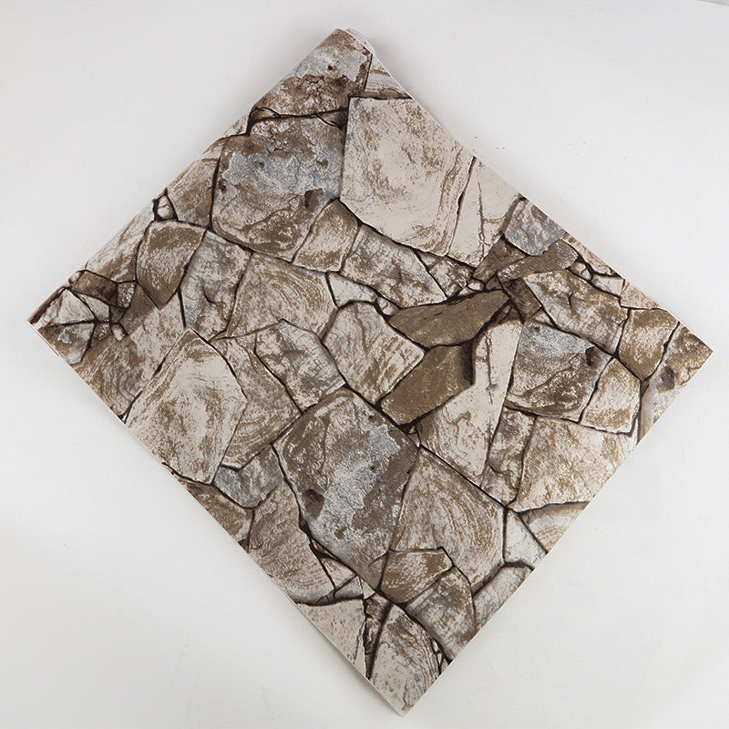Industrial Stone Wallpaper Roll for Restaurant 33' x 17.5" Wall Covering in Brown, Self-Adhesive Clearhalo 'Industrial wall decor' 'Industrial' 'Wallpaper' Wall Decor' 1618564
