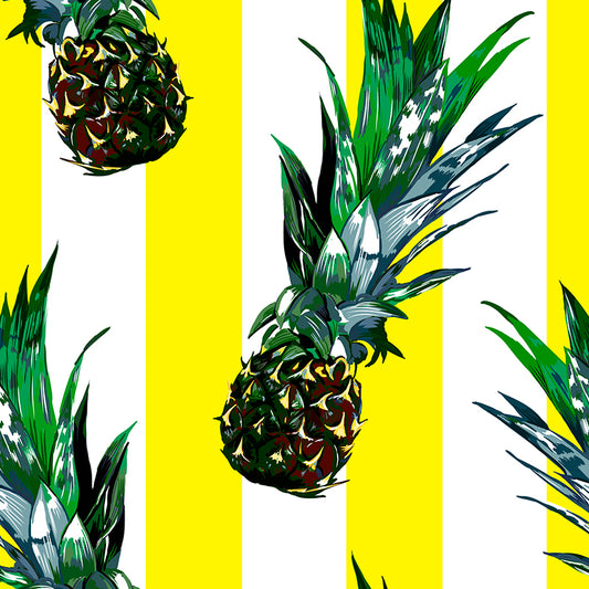 Tasty Pineapple and Stripes Mural Wallpaper Modern Non-Woven Material Wall Covering Clearhalo 'Wall Decor' 'Wall Mural' 1618579