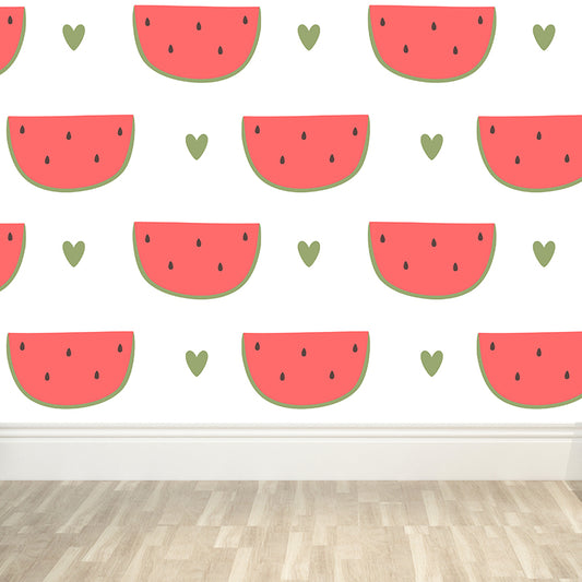 Whole Watermelon Block Mural Wallpaper for Wall Decor Contemporary Girls Room Wall Art Clearhalo 'Wall Decor' 'Wall Mural' 1618582