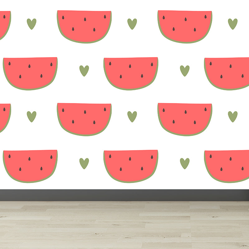 Whole Watermelon Block Mural Wallpaper for Wall Decor Contemporary Girls Room Wall Art Clearhalo 'Wall Decor' 'Wall Mural' 1618583