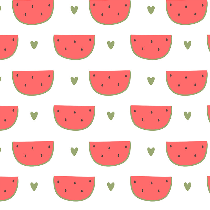 Whole Watermelon Block Mural Wallpaper for Wall Decor Contemporary Girls Room Wall Art Clearhalo 'Wall Decor' 'Wall Mural' 1618584