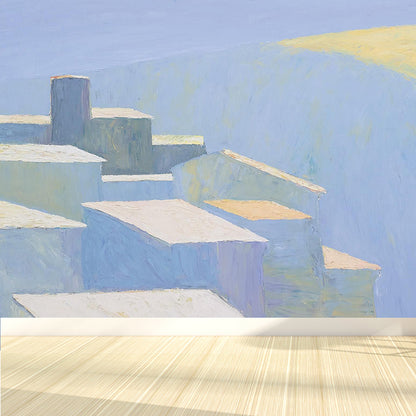 Modern Aesthetics House Mural Wallpaper Blue Decorative Wall Art for Dining Room Blue Clearhalo 'Wall Decor' 'Wall Mural' 1618591