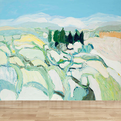 Blue Rolling Hills Mural Decal Stain Resistant Contemporary Art Bathroom Wall Covering Blue Clearhalo 'Wall Decor' 'Wall Mural' 1618596