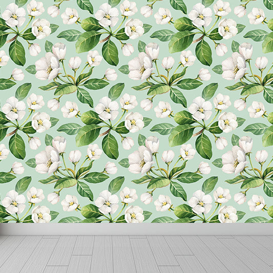 Waterproof Flowers Wall Mural Tropical Non-Woven Wall Covering, Custom Size Available Clearhalo 'Wall Decor' 'Wall Mural' 1618602