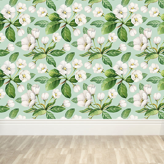 Waterproof Flowers Wall Mural Tropical Non-Woven Wall Covering, Custom Size Available Clearhalo 'Wall Decor' 'Wall Mural' 1618603