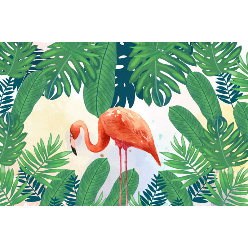 Home Decor Flamingo Mural Decal Customized Tropical Wall Covering for Girls Bedroom Clearhalo 'Wall Decor' 'Wall Mural' 1618619