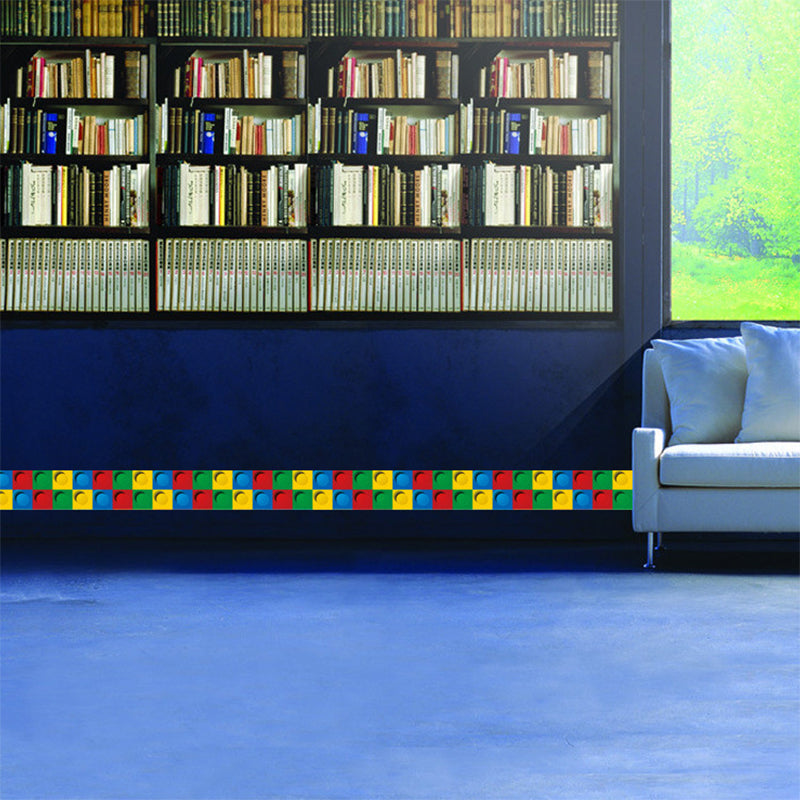 PVC Self-Stick Wallpaper Border Kids Style Building Blocks Wall Covering for Baby Room Clearhalo 'Wall Decor' 'Wallpaper' 1618696