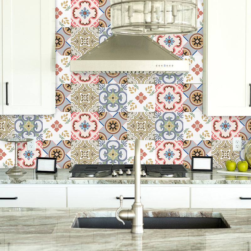 Bohemian Wallpaper Panels Brown Flowers Peel and Paste Wall Decor, 3.5' L x 8" W Clearhalo 'Wall Decor' 'Wallpaper' 1618700