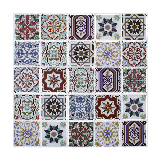 Purple Flower Tiles Wallpaper Panel Set Peel and Paste Wall Art for Kitchen, 12' x 12" Clearhalo 'Wall Decor' 'Wallpaper' 1618711