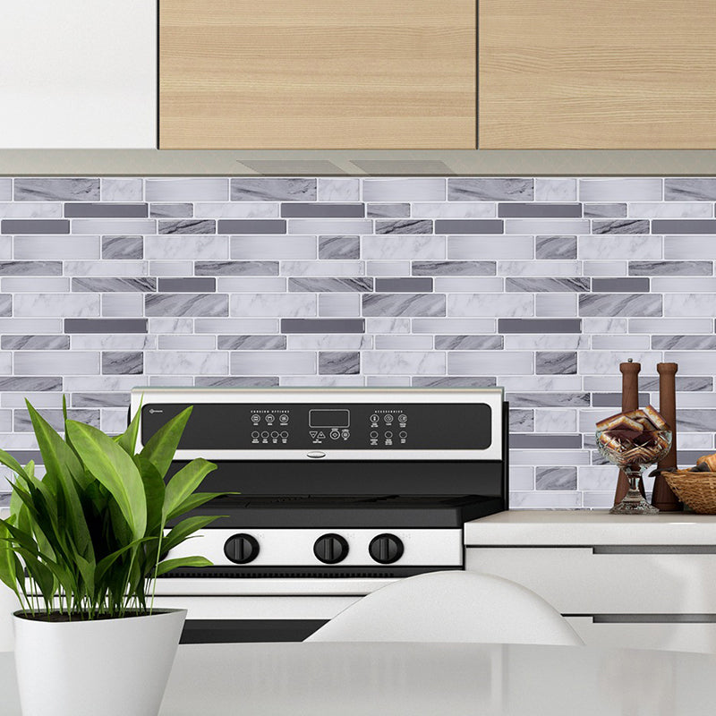 Country Mosaic Tile Stick Wallpapers Grey Brick Look Wall Art for Kitchen Backsplash Clearhalo 'Country wall decor' 'Rustic' 'Wallpaper' Wall Decor' 1618719