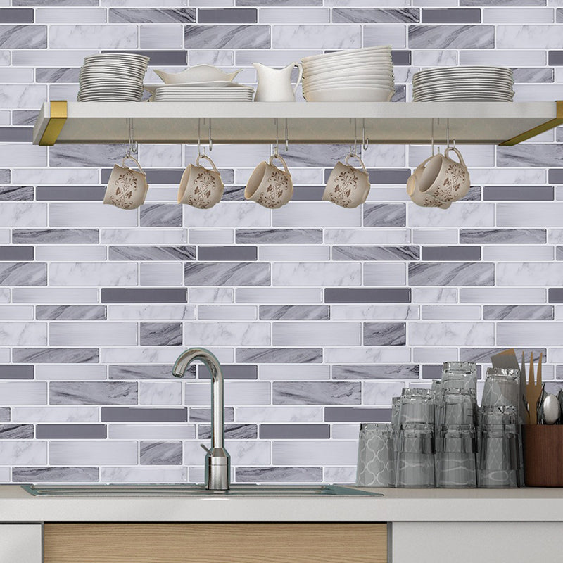 Country Mosaic Tile Stick Wallpapers Grey Brick Look Wall Art for Kitchen Backsplash Clearhalo 'Country wall decor' 'Rustic' 'Wallpaper' Wall Decor' 1618720