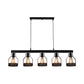 Wire Guard Metal Island Light Vintage Industrial 5 Lights Dining Room Linear Hanging Light Fixture in Black Clearhalo 'Ceiling Lights' 'Island Lights' Lighting' 161875
