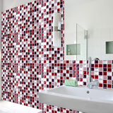 Brick Red Mosaic Tile Wallpaper Panel Set Removable Wall Art for Bathroom, Self-Stick Clearhalo 'Wall Decor' 'Wallpaper' 1618750