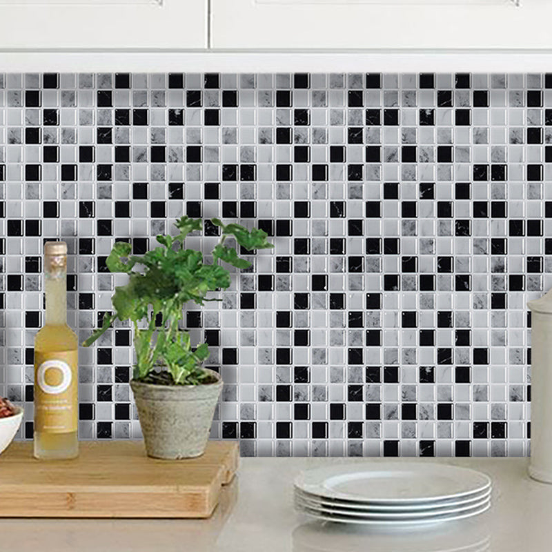 PVC Black Wallpaper Panels Bohemian Mosaic Tiles Adhesive Wall Covering, 9.8' x 9.8" Black Clearhalo 'Wall Decor' 'Wallpaper' 1618753