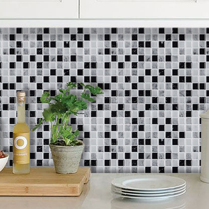 PVC Black Wallpaper Panels Bohemian Mosaic Tiles Adhesive Wall Covering, 9.8' x 9.8" Black Clearhalo 'Wall Decor' 'Wallpaper' 1618753