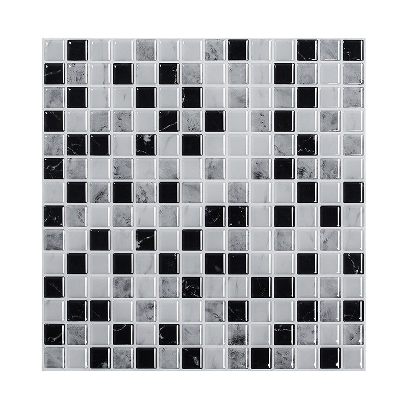 PVC Black Wallpaper Panels Bohemian Mosaic Tiles Adhesive Wall Covering, 9.8' x 9.8" Clearhalo 'Wall Decor' 'Wallpaper' 1618756