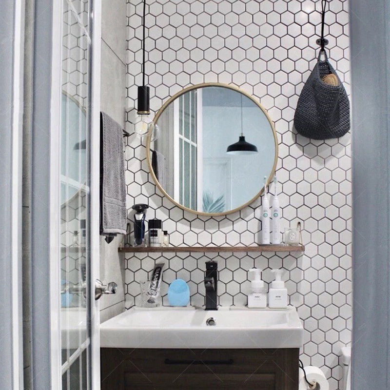 White Honeycomb Wallpaper Panels Self Sticking Contemporary Dining Room Wall Covering Clearhalo 'Modern wall decor' 'Modern' 'Wallpaper' Wall Decor' 1618759