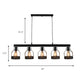 Wire Guard Metal Island Light Vintage Industrial 5 Lights Dining Room Linear Hanging Light Fixture in Black Clearhalo 'Ceiling Lights' 'Island Lights' Lighting' 161876