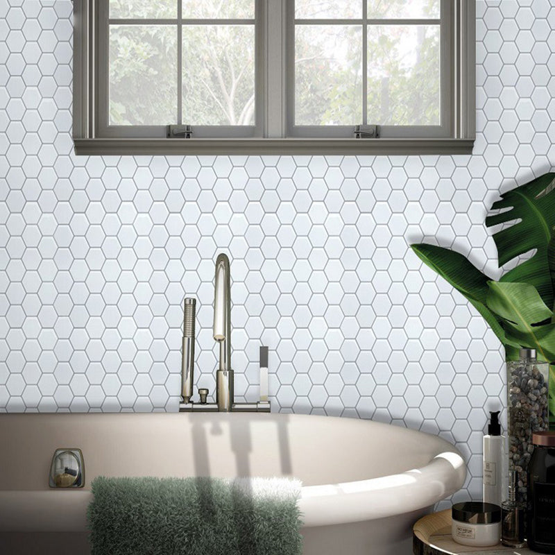 White Honeycomb Wallpaper Panels Self Sticking Contemporary Dining Room Wall Covering Clearhalo 'Modern wall decor' 'Modern' 'Wallpaper' Wall Decor' 1618760