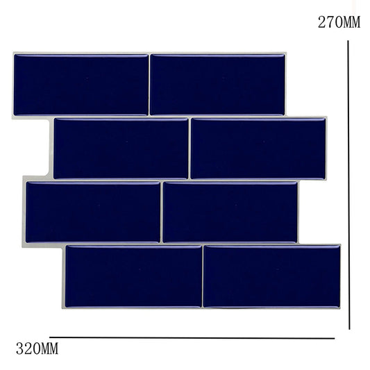 Pannelli da carta da parati in mattoni blu scuro Abbazzina autocontrollo arte del bagno, rimovibile