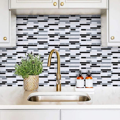 Country Brick Mosaic Tile Wallpapers for Kitchen Backsplash 11' x 9.4" Adhesive Wall Decor in Grey Grey Clearhalo 'Country wall decor' 'Rustic' 'Wallpaper' Wall Decor' 1618767