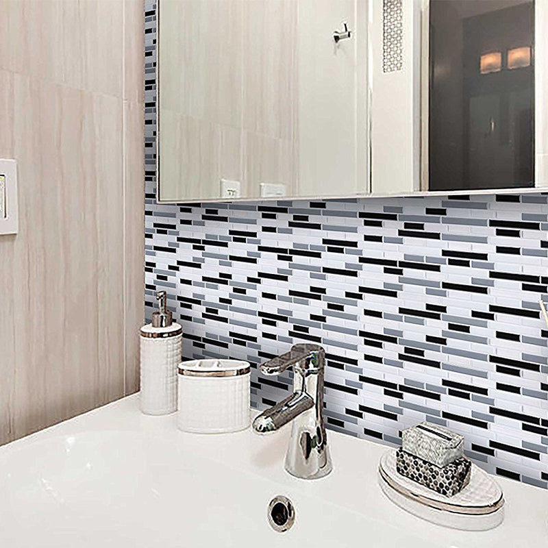 Country Brick Mosaic Tile Wallpapers for Kitchen Backsplash 11' x 9.4" Adhesive Wall Decor in Grey Clearhalo 'Country wall decor' 'Rustic' 'Wallpaper' Wall Decor' 1618768