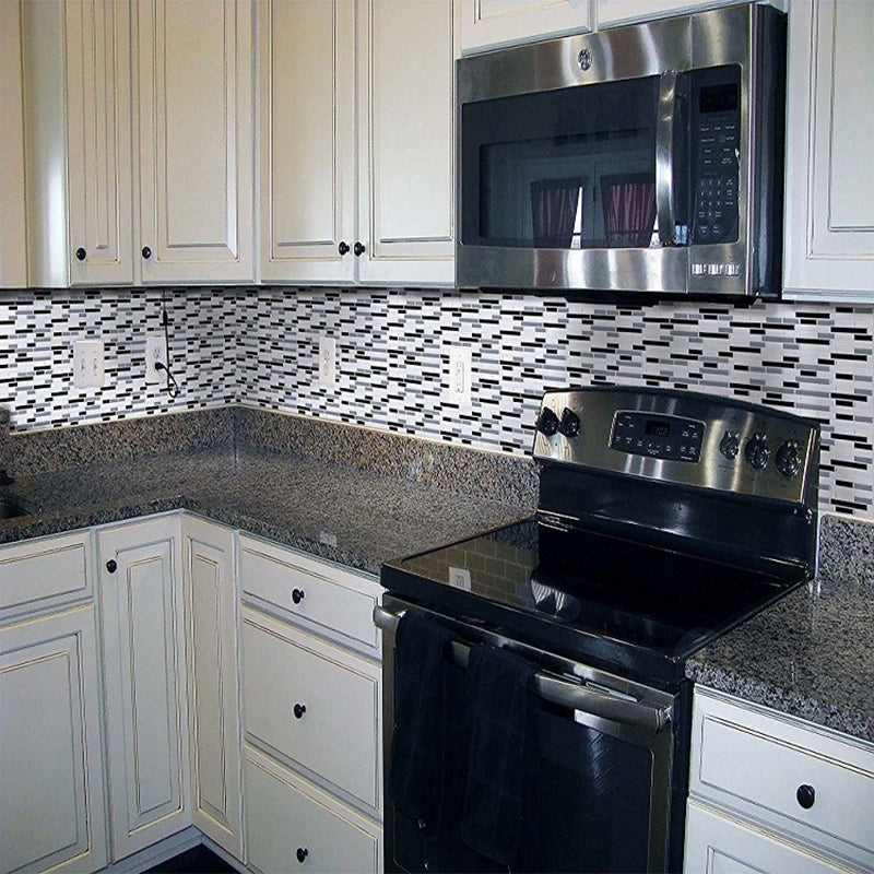 Country Brick Mosaic Tile Wallpapers for Kitchen Backsplash 11' x 9.4" Adhesive Wall Decor in Grey Clearhalo 'Country wall decor' 'Rustic' 'Wallpaper' Wall Decor' 1618769