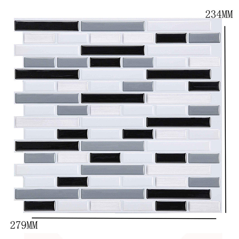 Country Brick Mosaic Tile Wallpapers for Kitchen Backsplash 11' x 9.4" Adhesive Wall Decor in Grey Clearhalo 'Country wall decor' 'Rustic' 'Wallpaper' Wall Decor' 1618771