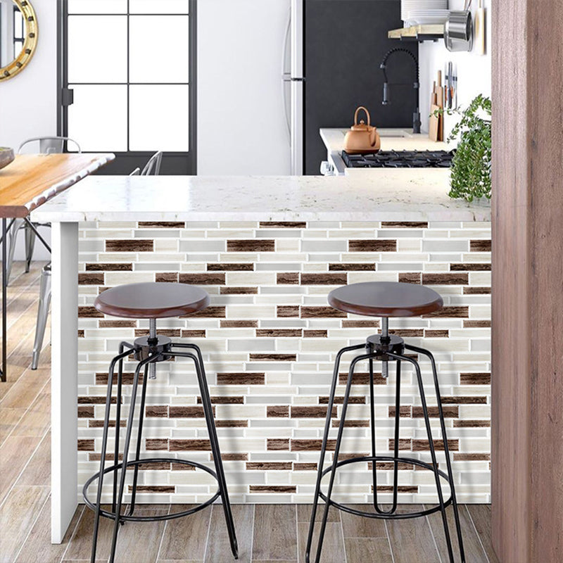 Brown Mosaic Tile Wallpapers Brick Look Farmhouse Easy Peel off Wall Covering for Home Clearhalo 'Country wall decor' 'Rustic' 'Wallpaper' Wall Decor' 1618783