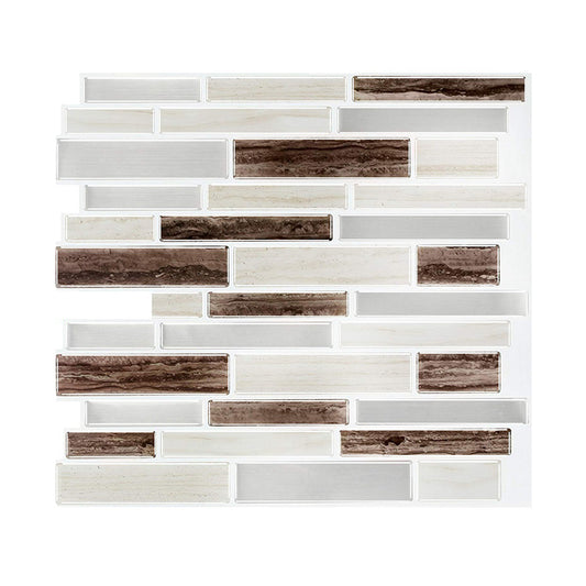 Brown Mosaic Tile Wallpapers Brick Look Farmhouse Easy Peel off Wall Covering for Home Clearhalo 'Country wall decor' 'Rustic' 'Wallpaper' Wall Decor' 1618784