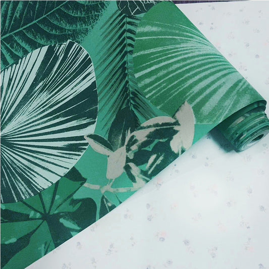 Tropix Botanical Wallpaper Non-Woven Waterproof Green Wall Covering for Living Room