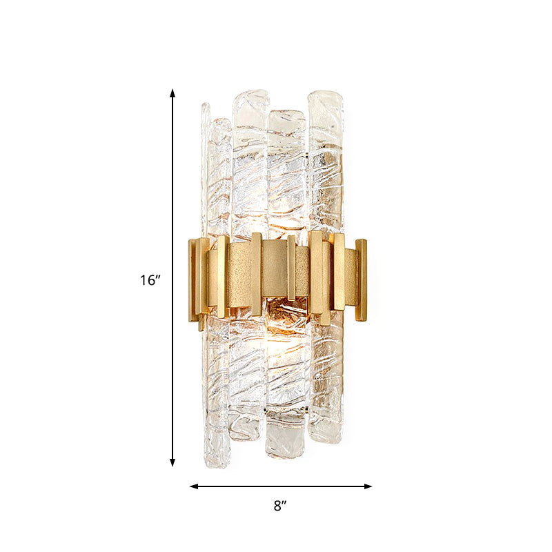 Contemporary Crystal Prism Wall Mount Light 2 Bulbs Wall Lamp in Clear for Living Room