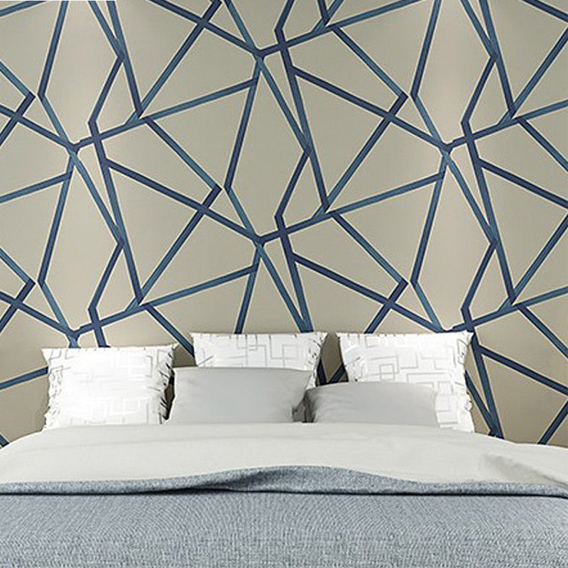 3D Geometric Net Wallpaper Moisture Resistant Modern Bedroom Wall Art, 33' L x 20.5" W Blue 1 Set Clearhalo 'Modern wall decor' 'Modern' 'Wallpaper' Wall Decor' 1618804