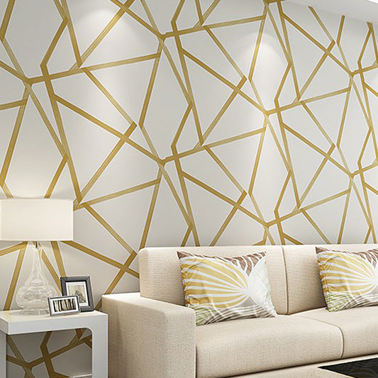 3D Geometric Net Wallpaper Moisture Resistant Modern Bedroom Wall Art, 33' L x 20.5" W Yellow 1 Set Clearhalo 'Modern wall decor' 'Modern' 'Wallpaper' Wall Decor' 1618807