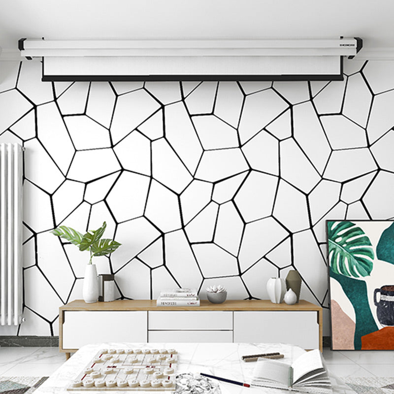 Crackle Look Wallpaper Roll Modern Compact Geometric Wall Art in White, 31' x 20.5" Clearhalo 'Modern wall decor' 'Modern' 'Wallpaper' Wall Decor' 1618811