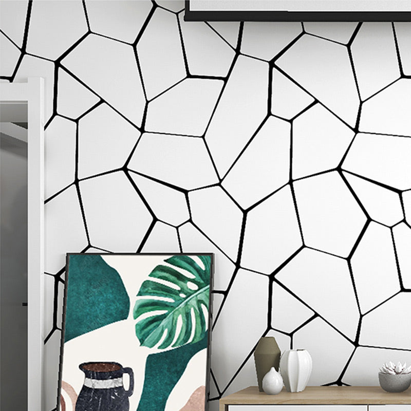 Crackle Look Wallpaper Roll Modern Compact Geometric Wall Art in White, 31' x 20.5" Clearhalo 'Modern wall decor' 'Modern' 'Wallpaper' Wall Decor' 1618812