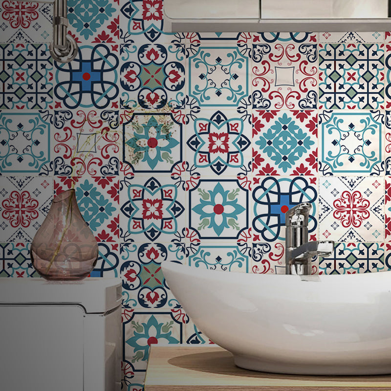Mosaic Tiles Wallpaper Panel Set Peel and Paste Bohemian Bathroom Wall Decor, 3.5' L x 23.5" W Blue Clearhalo 'Wall Decor' 'Wallpaper' 1618836