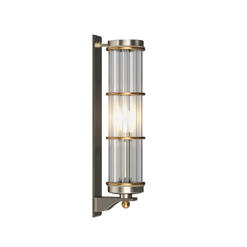 Satin Nickel Cylindrical Wall Lighting 1 Bulb Contemporary Wall Sconce with Crystal Pipe for Living Room Clearhalo 'Cast Iron' 'Glass' 'Industrial' 'Modern wall lights' 'Modern' 'Tiffany' 'Traditional wall lights' 'Wall Lamps & Sconces' 'Wall Lights' Lighting' 161887
