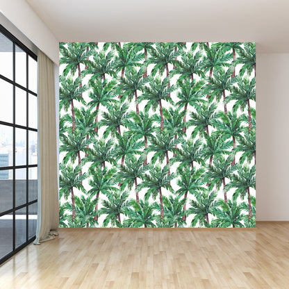 Washable Coconut Trees Wall Mural Non-Woven Tropical Wall Decor for House Interior Green Clearhalo 'Wall Decor' 'Wall Mural' 1618876