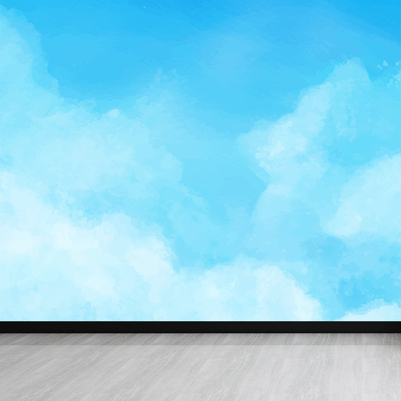 Abstract Sky Wall Mural Modern Decorative Living Room Wall Covering, Custom Size Available Sky Blue Clearhalo 'Wall Decor' 'Wall Mural' 1618896