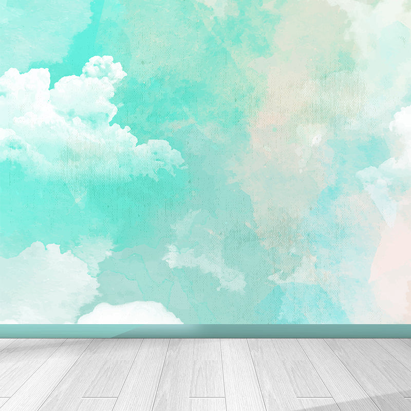 Modern Watercolor Pattern Wall Mural Soft Color Dining Room Wall Covering, Personalized Clearhalo 'Wall Decor' 'Wall Mural' 1618907