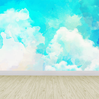 Modern Watercolor Pattern Wall Mural Soft Color Dining Room Wall Covering, Personalized Lake Blue Clearhalo 'Wall Decor' 'Wall Mural' 1618911